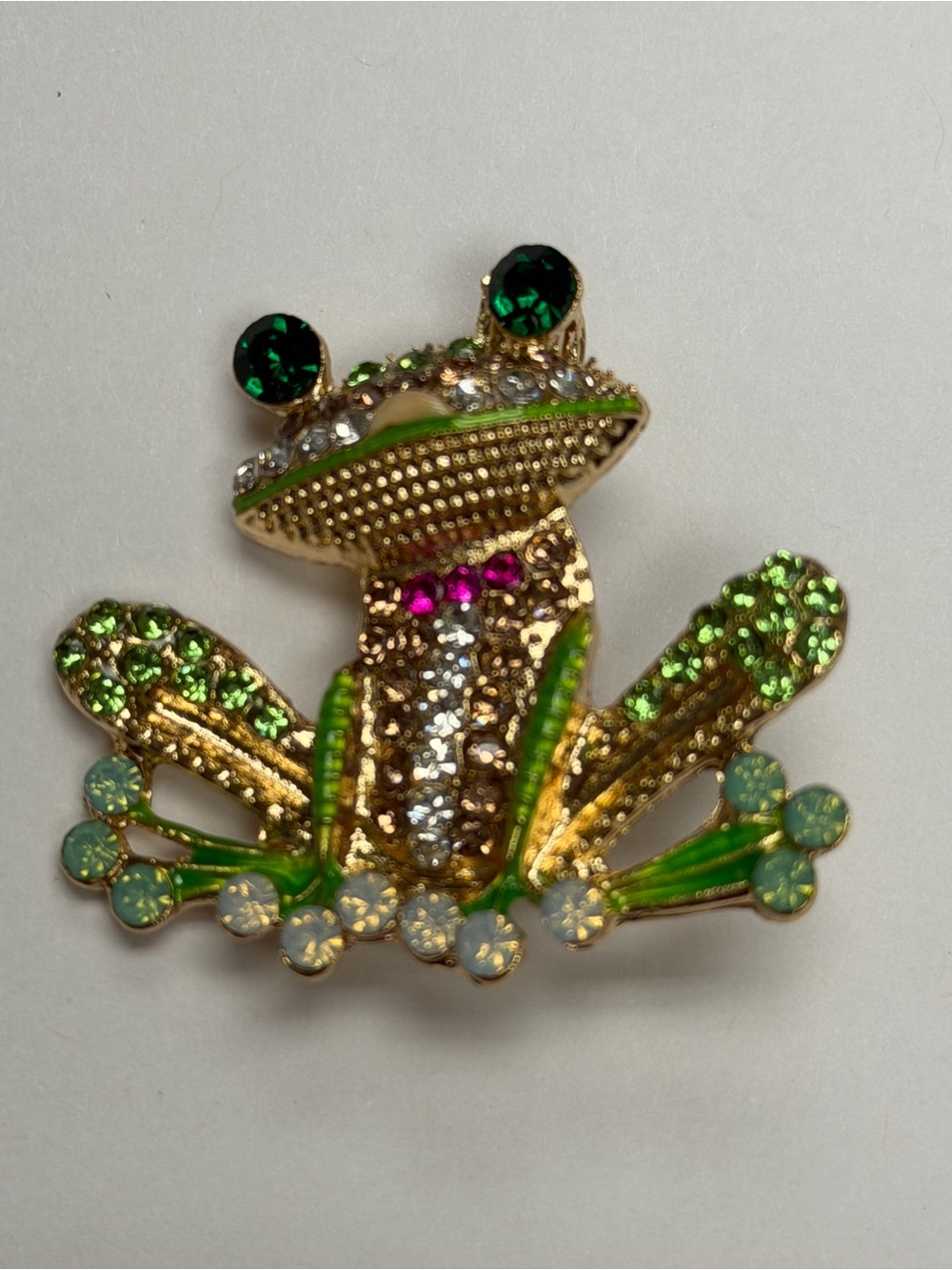 Green & Gold Frog Brooch Pin